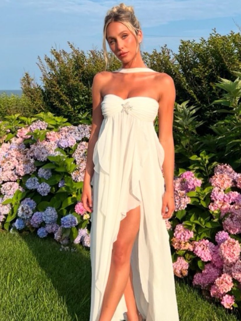 White Strapless High-Slit Maxi Dress