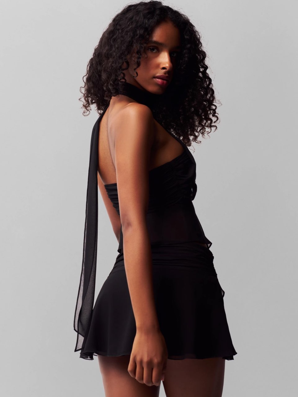 Black One-Shoulder Choker Top
