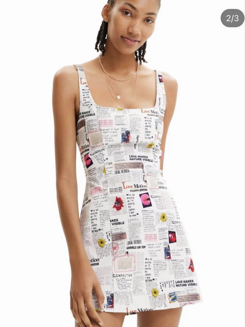 Newspaper Print Mini Dress