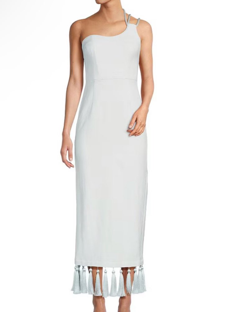 Teal One-Shoulder Midi Dress