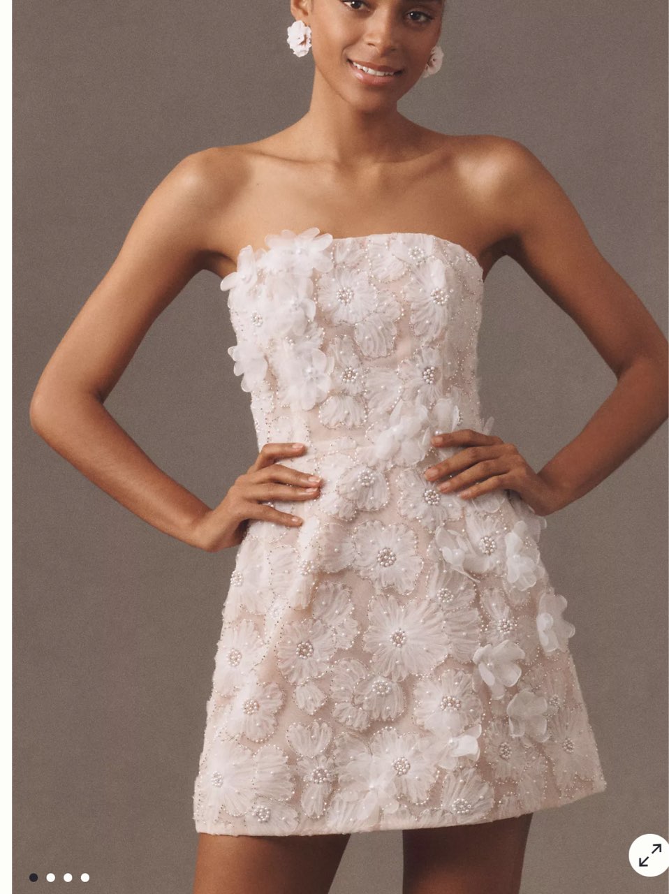 Embellished Floral Strapless Mini Dress
