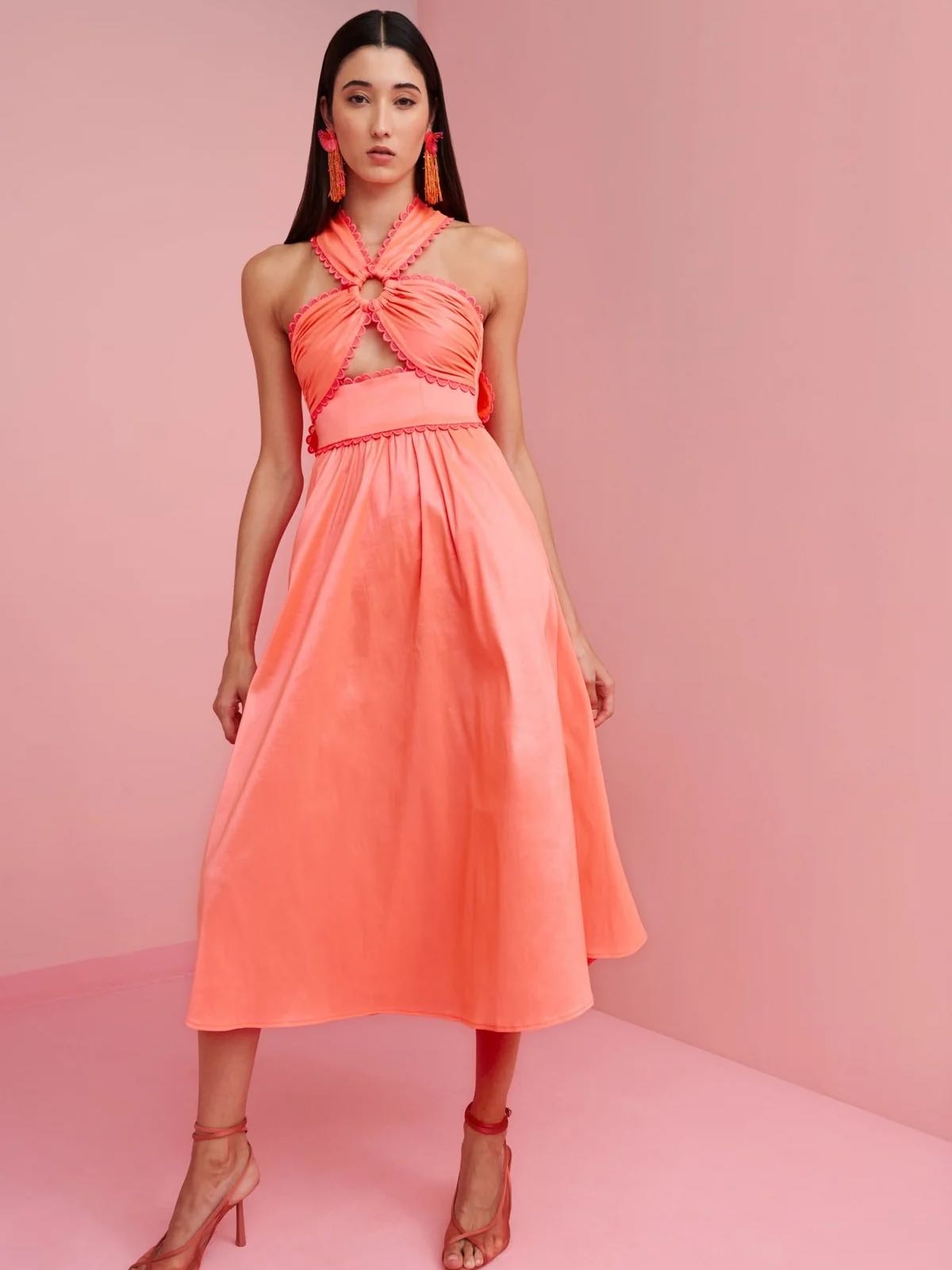 coral pink dress