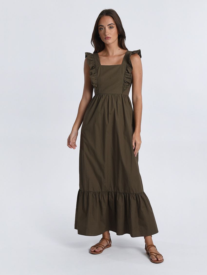 Ruffled Sleeveless Long Dress