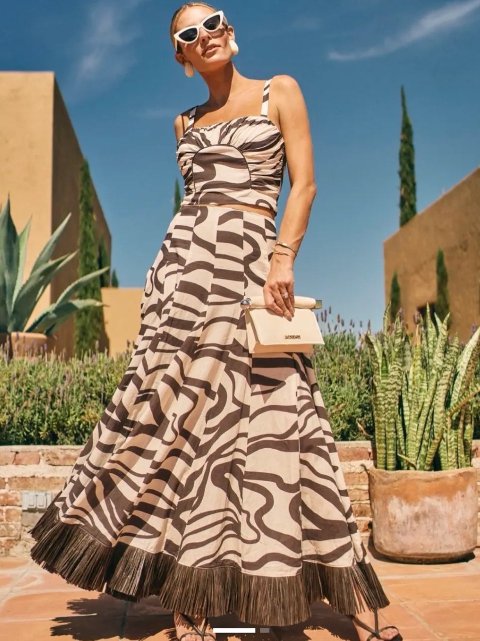 Antonio Melanie Wild Zebra Print Crop Top and Maxi Skirt Set