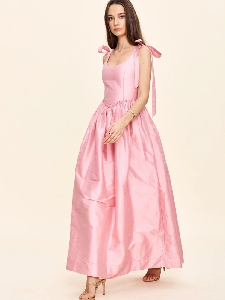 Pink Satin Maxi Dress