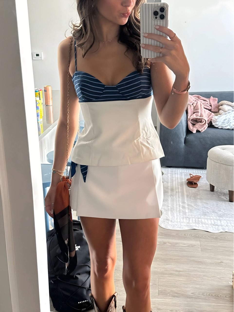 White and blue game day set