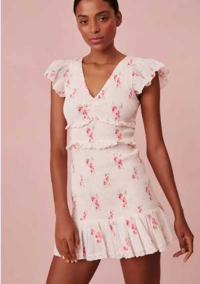 Pink Floral Smocked Mini Dress