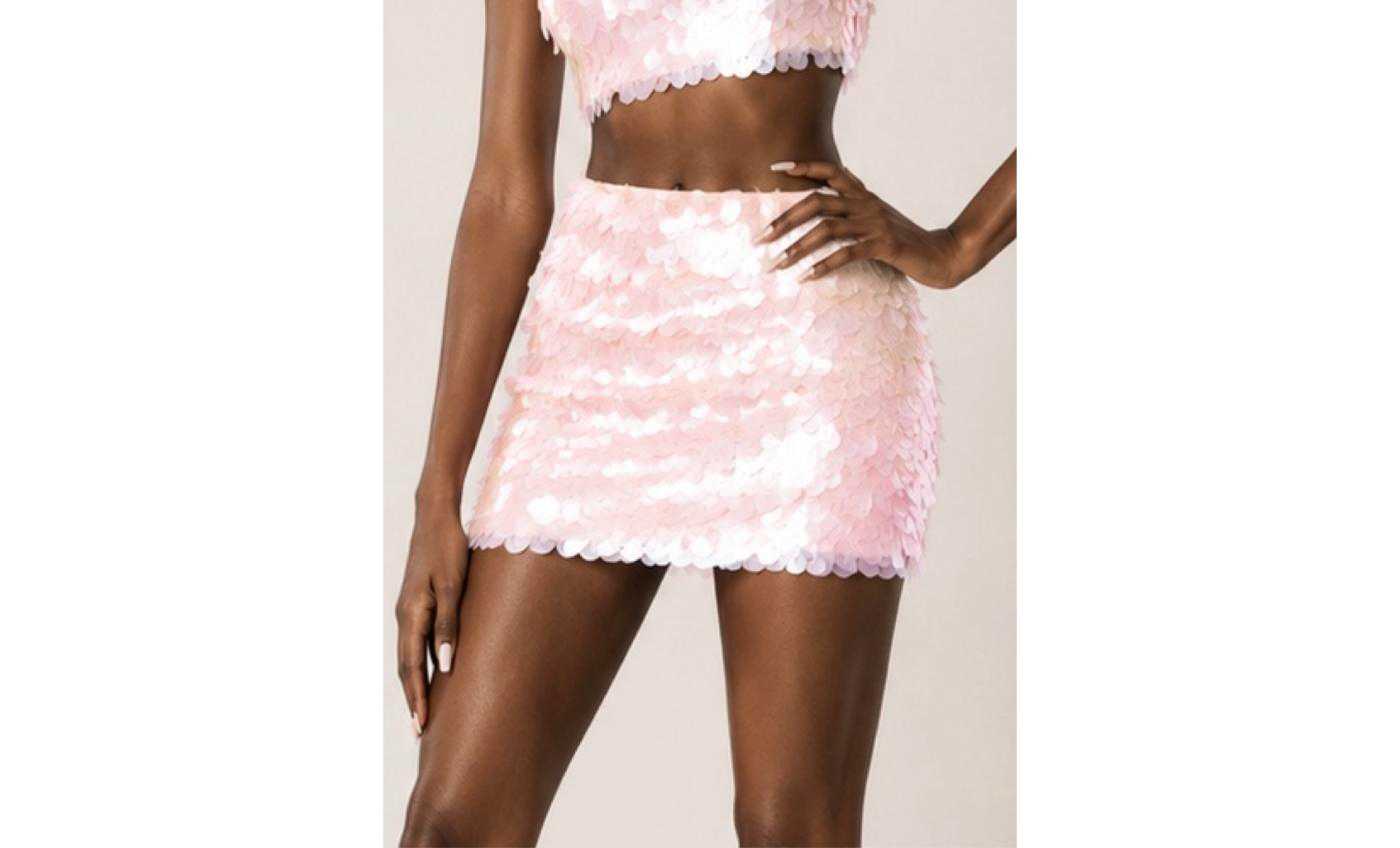 Pink Sequin Mini Skirt