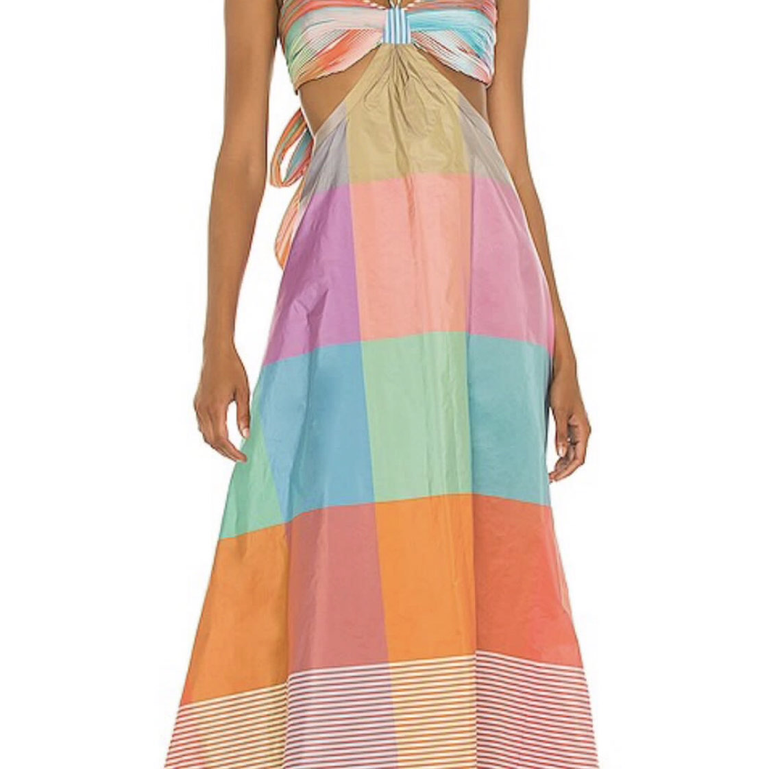 Multicolor Striped Cutout Maxi Dress