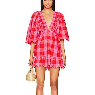 Sundress Big gingham red & pink