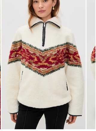 Patterned Fleece Half-Zip Pullover