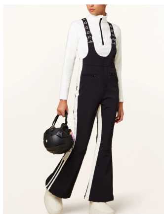 Black and White Flared Ski Bib Overalls