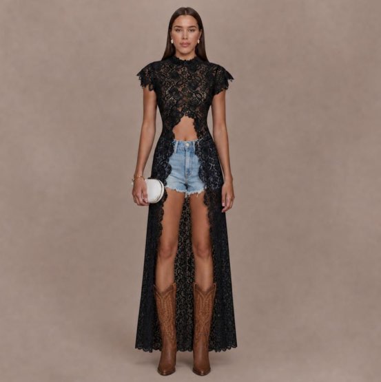 LikeMyChoice Black lace duster top!
