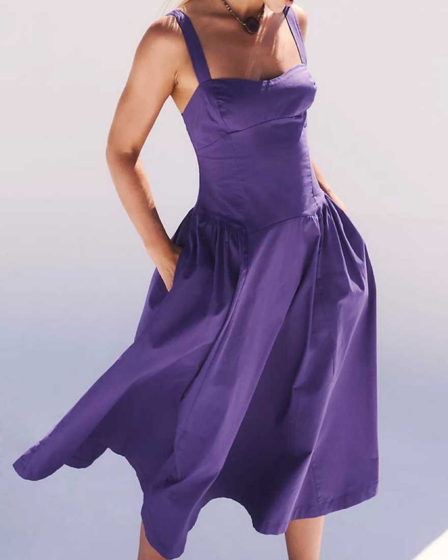 Free people Paolo Midi Dress In Purple