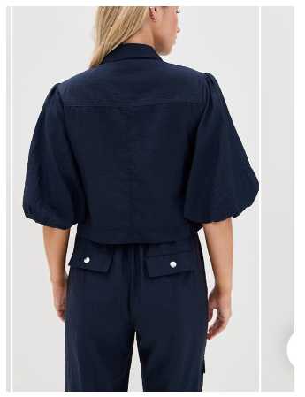 Navy Cropped Utility Jacket and Cargo Pants Set