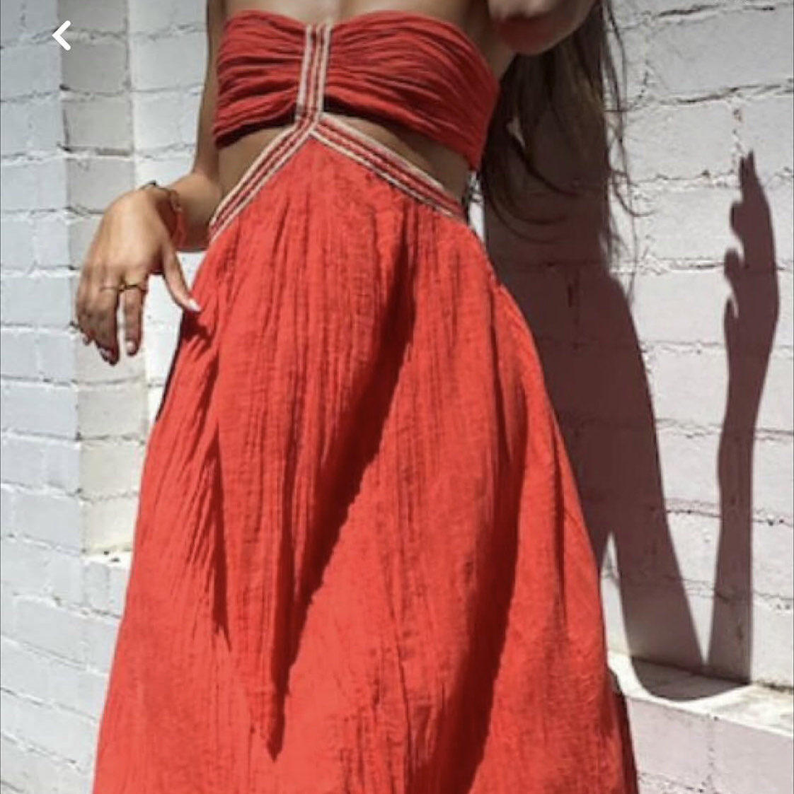 Red Strapless Cutout Maxi Dress