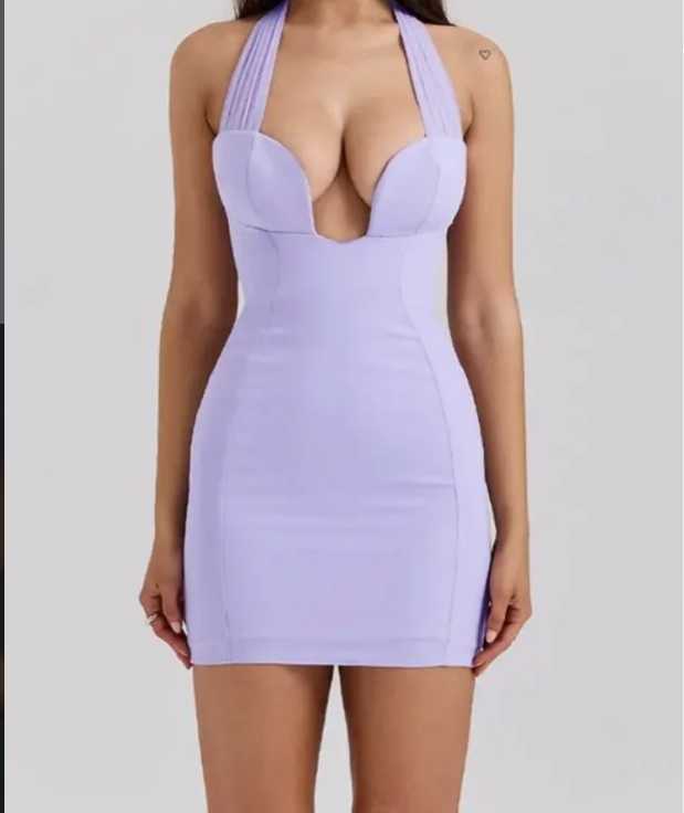 Lavender Halter Bodycon Mini Dress