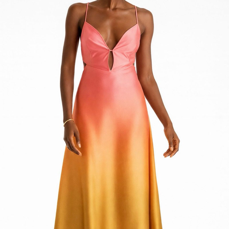 Bardot Pink-Orange Ombre Cutout Maxi Dress