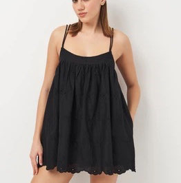 Black Eyelet Babydoll Mini Dress