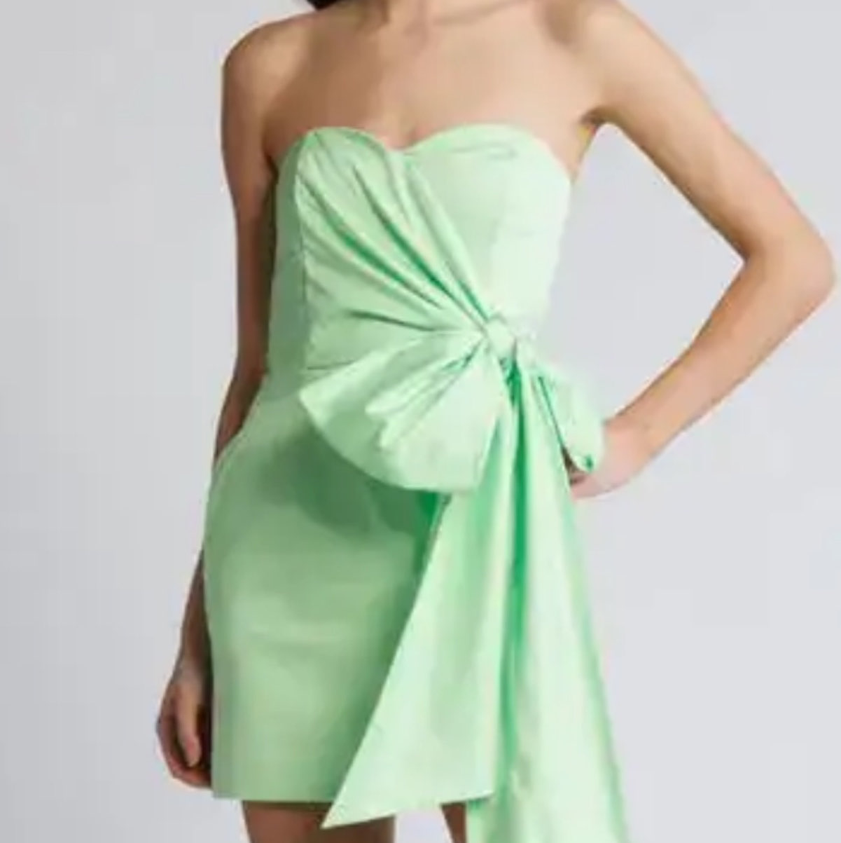 French connection green tie waist mini dress