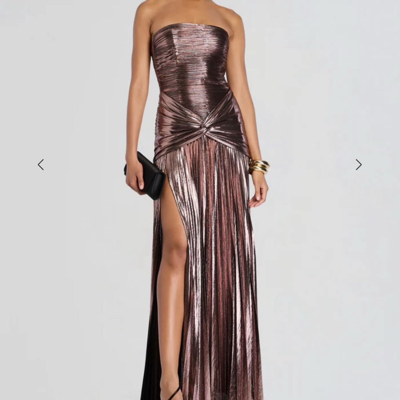 Retrofete Metallic brown maxi dress