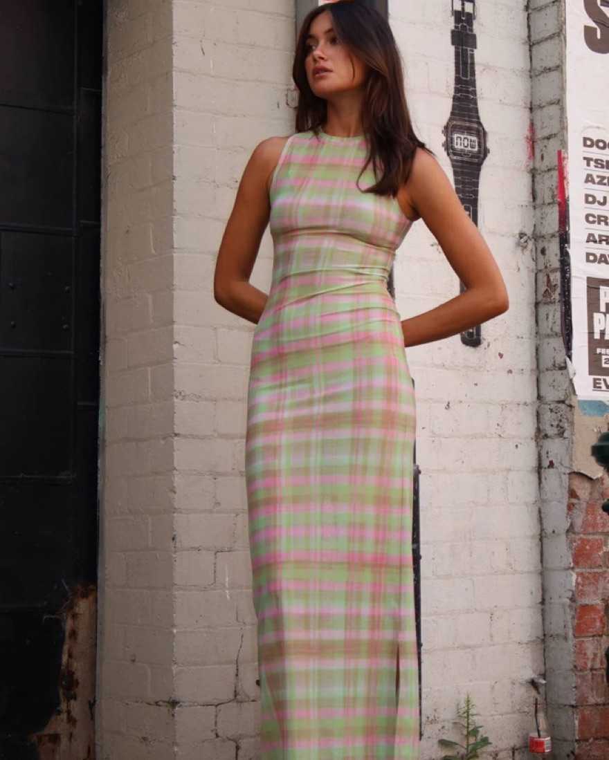 With Harper Lu Mesh Maxi Dress