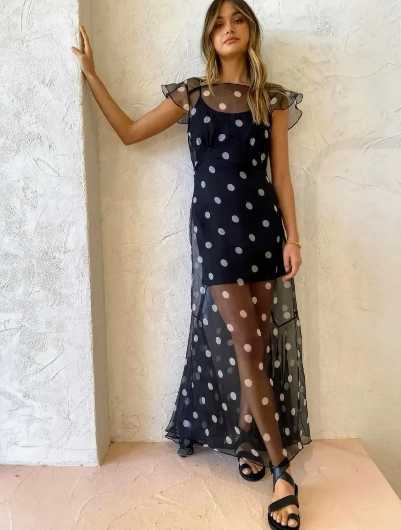 Sheer Polka Dot Maxi Dress
