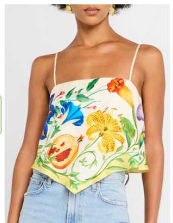 Floral Fruit Print Strappy Crop Top