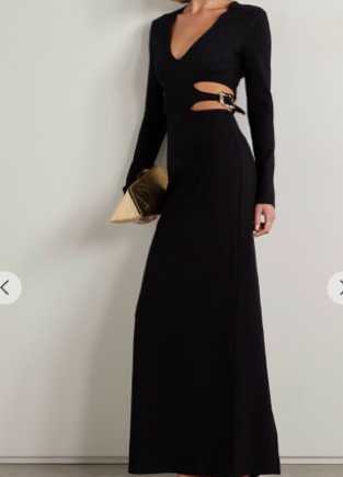 Black Cut-Out Long Sleeve Maxi Dress