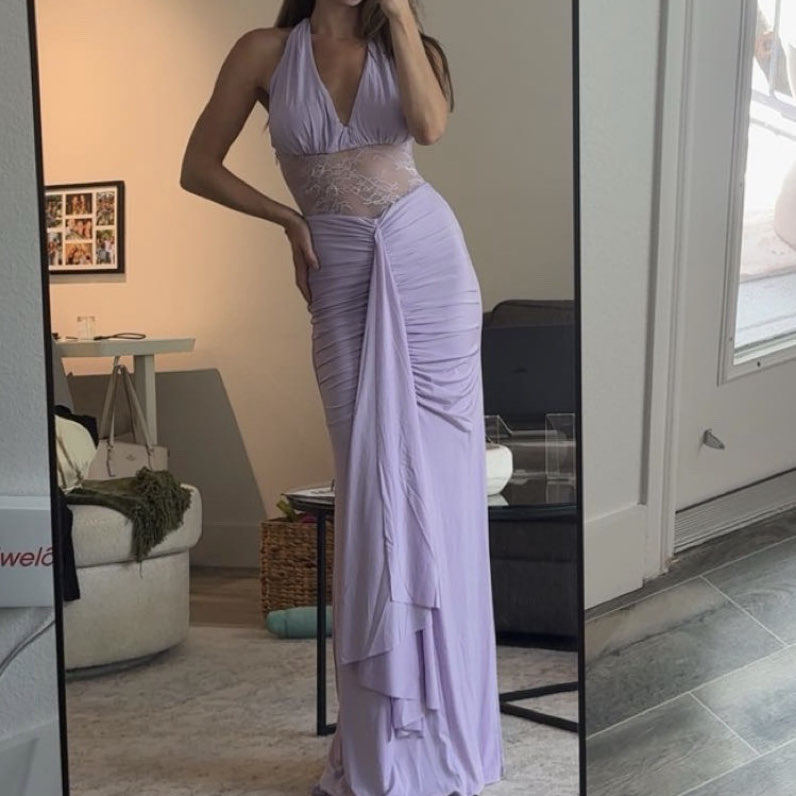 Meshki Lavender lace maxi dress