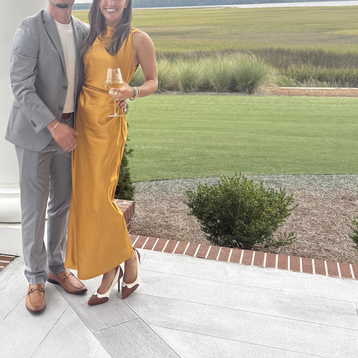 Mustard Satin Cowl Neck Maxi Dress