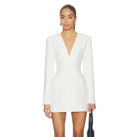 ALL THE WAYS White V-Neck Blazer Dress