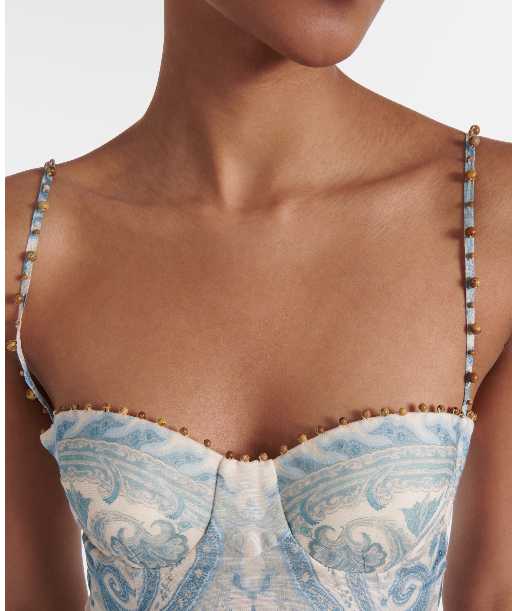 Pale Blue Paisley Mermaid Midi Dress