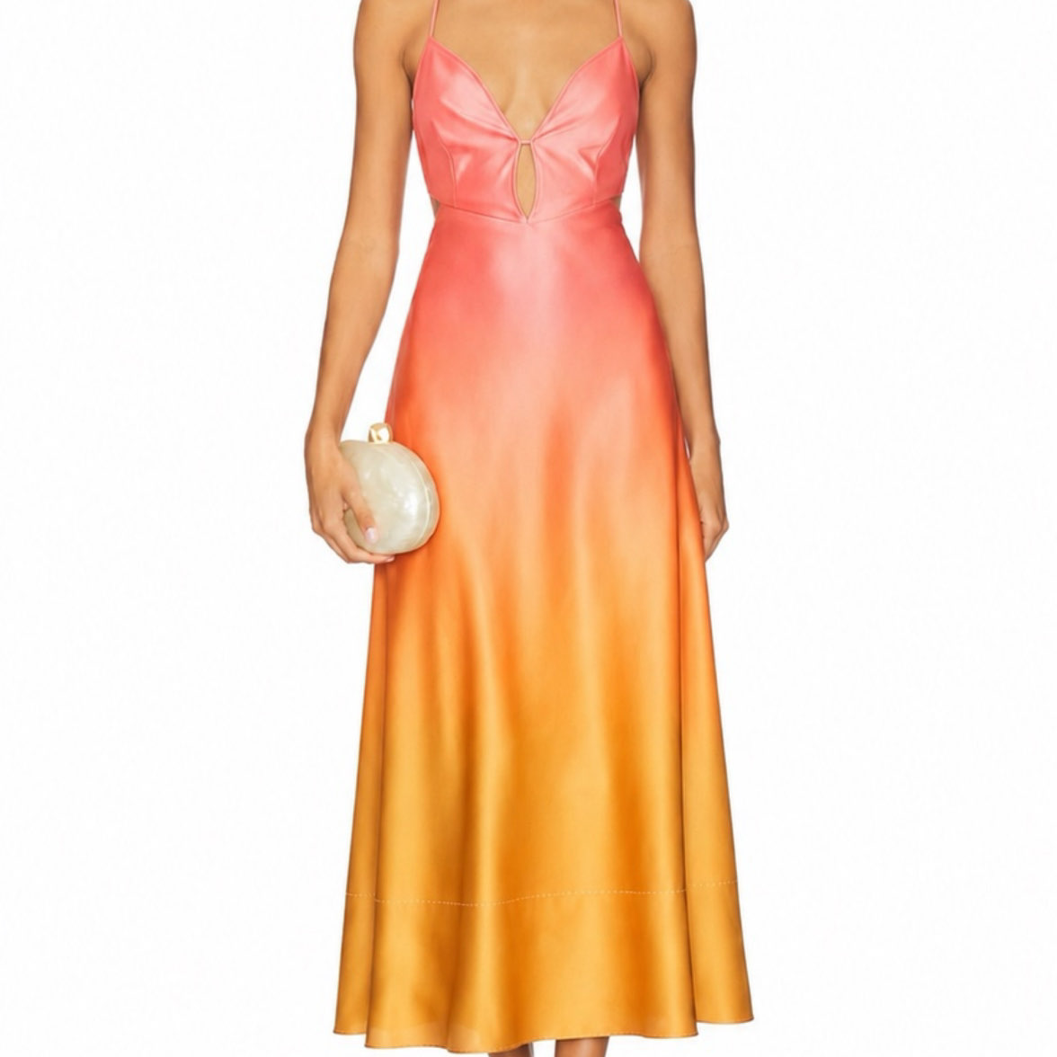 Pink-Orange Ombre Cutout Maxi Dress