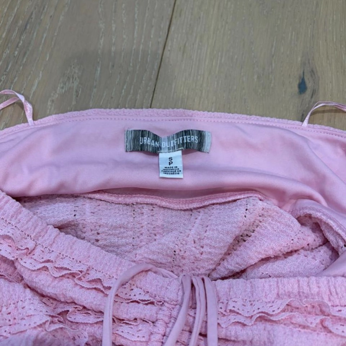 Urban Outfitters Pink Ruffled Tie-Front Cropped Top