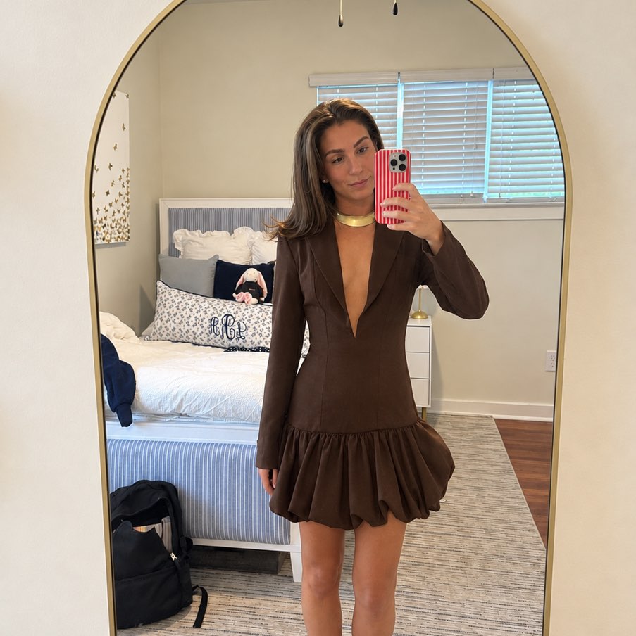 Pretty Little Thing Brown Blazer Bubble Hem Mini Dress