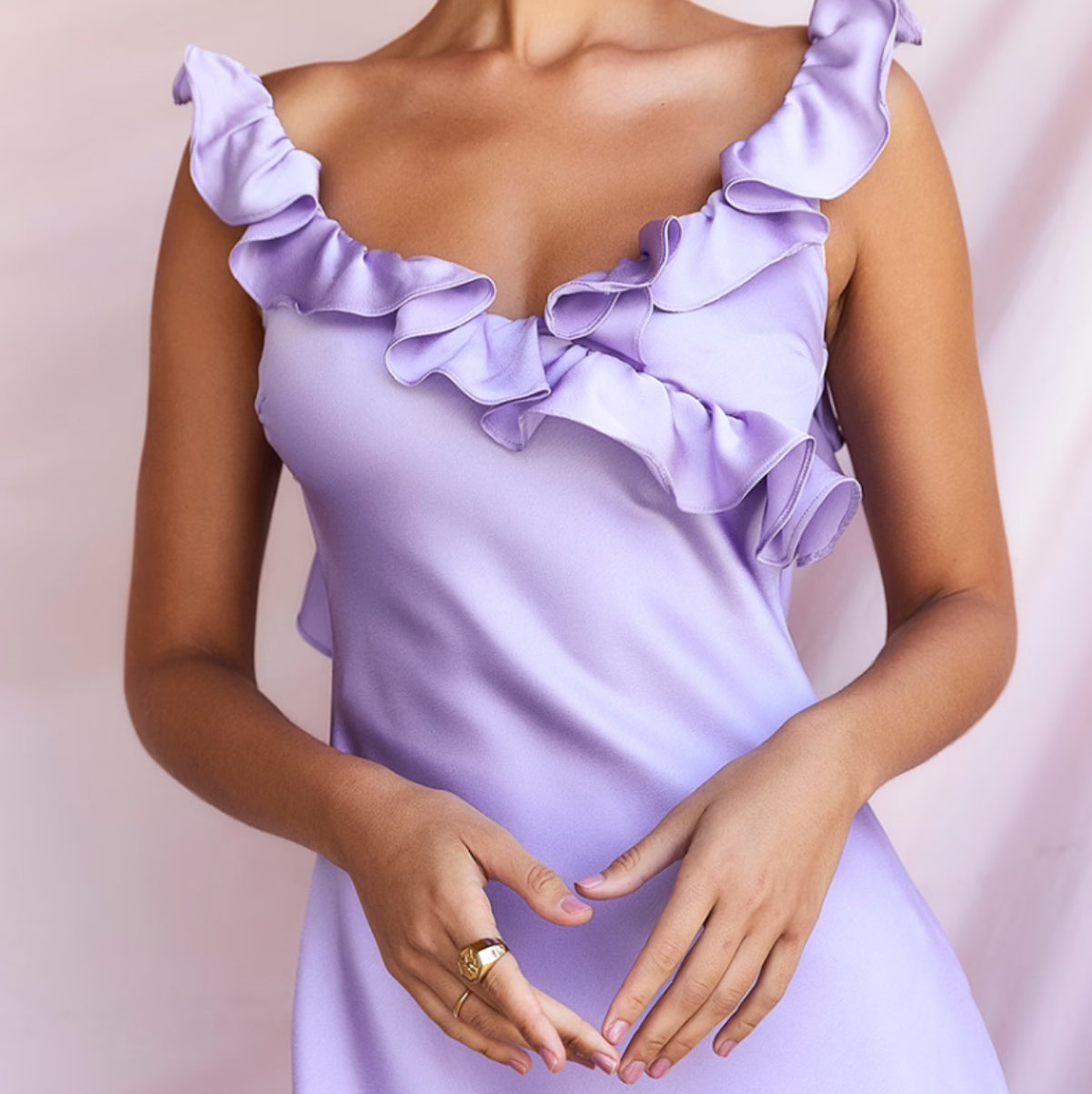 House of CB Purple ruffle mini dress
