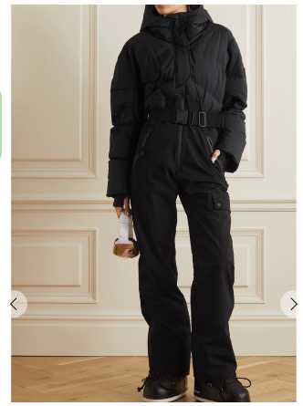Black Hooded Puffer Ski Suit