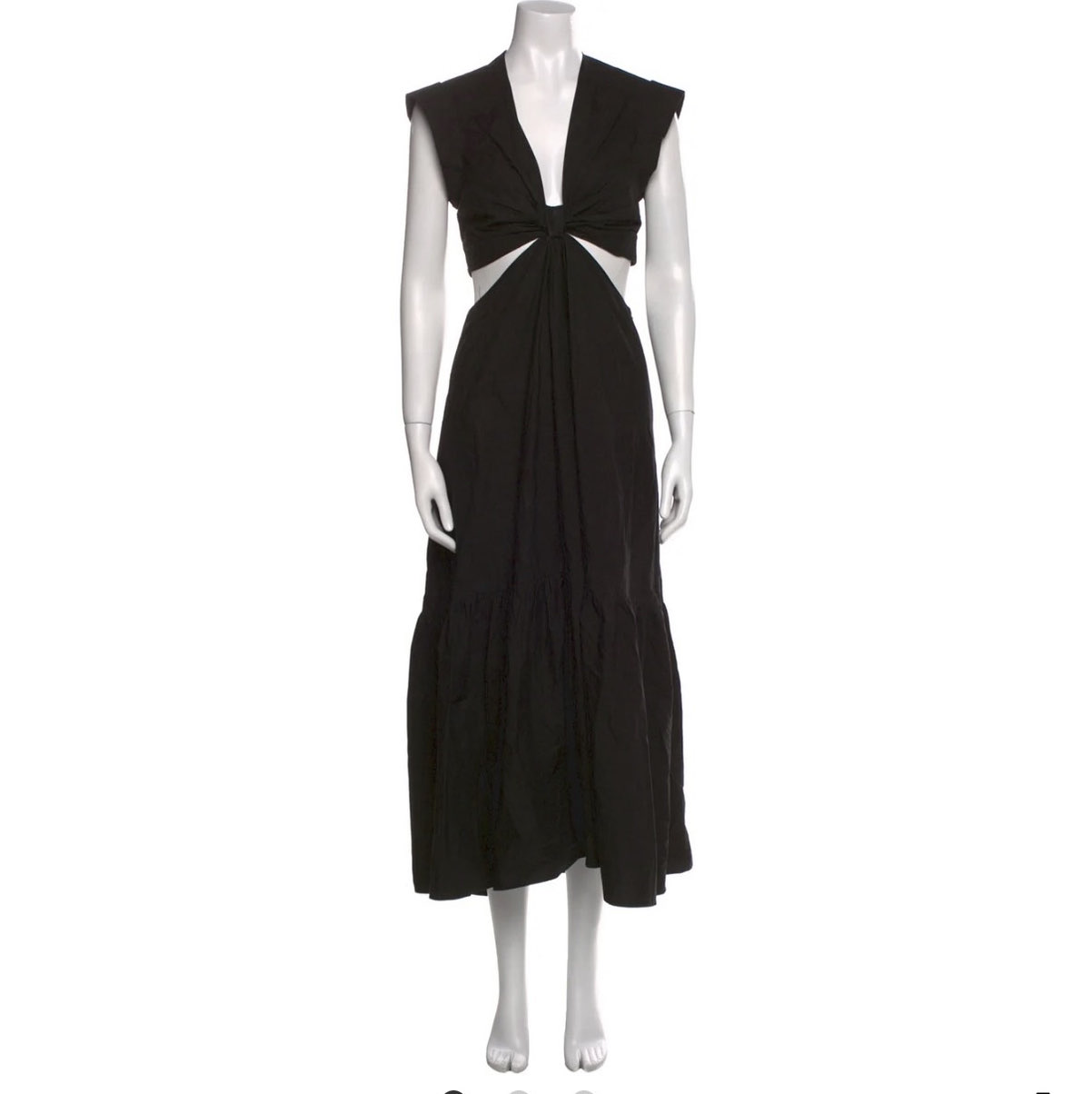 ALC Black Cutout Tie-Front Midi Dress