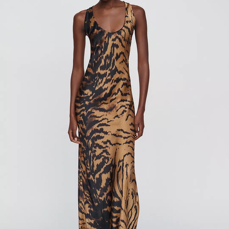 Anthropologie Tiger Print Mesh Back slip dress