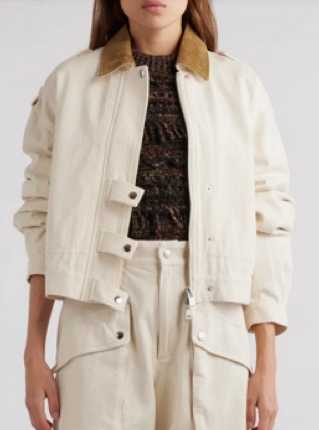 Off-White Utility Bomber Jacket with Corduroy Collar