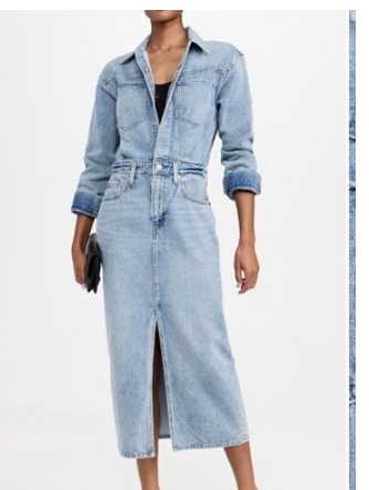 Light Wash Denim Midi Shirt Dress