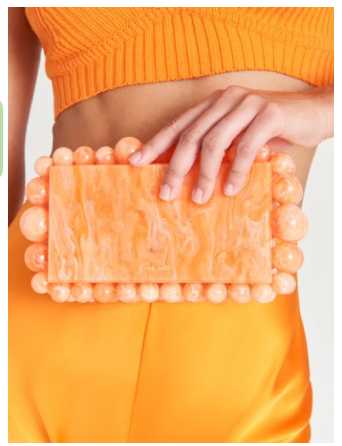 Orange Beaded Resin Clutch