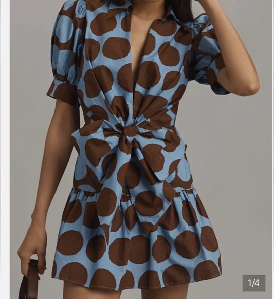 Farm Rio Blue and Brown Polka Dot dress