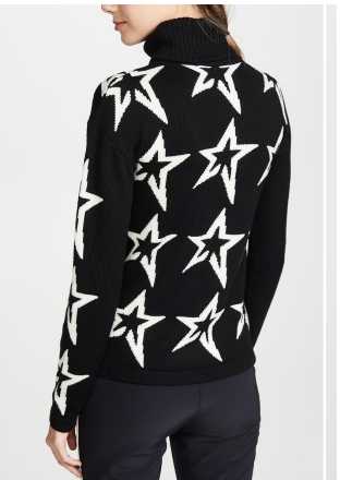 Black and White Star Print Turtleneck Sweater