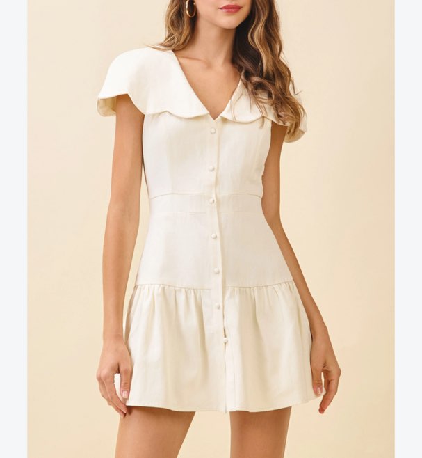 Lily Rain Cream Scalloped Collar Mini Dress