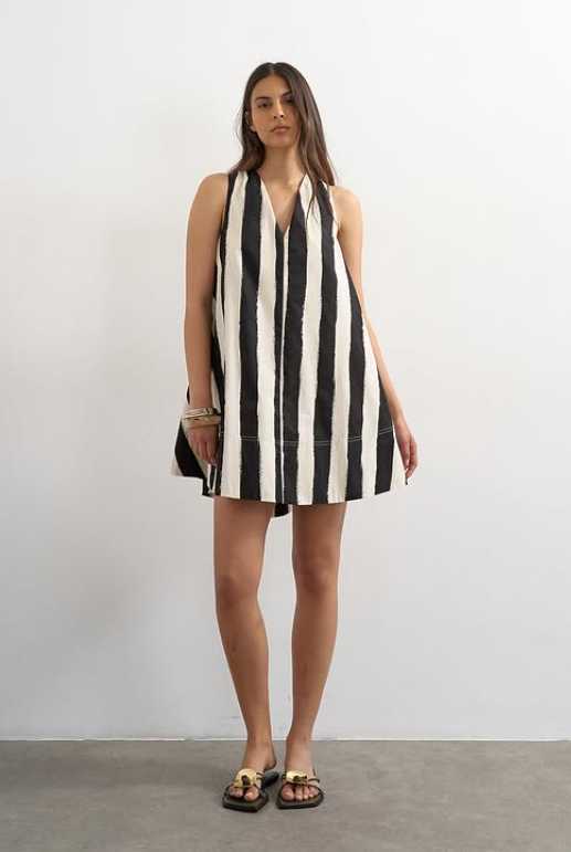 Black and White Striped Mini Dress