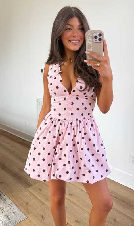 Pink Polka Dot Mini Dress