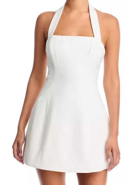 White Halter Neck Mini Dress