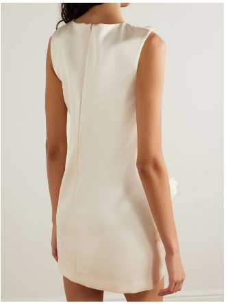 Cream Floral Applique Mini Dress